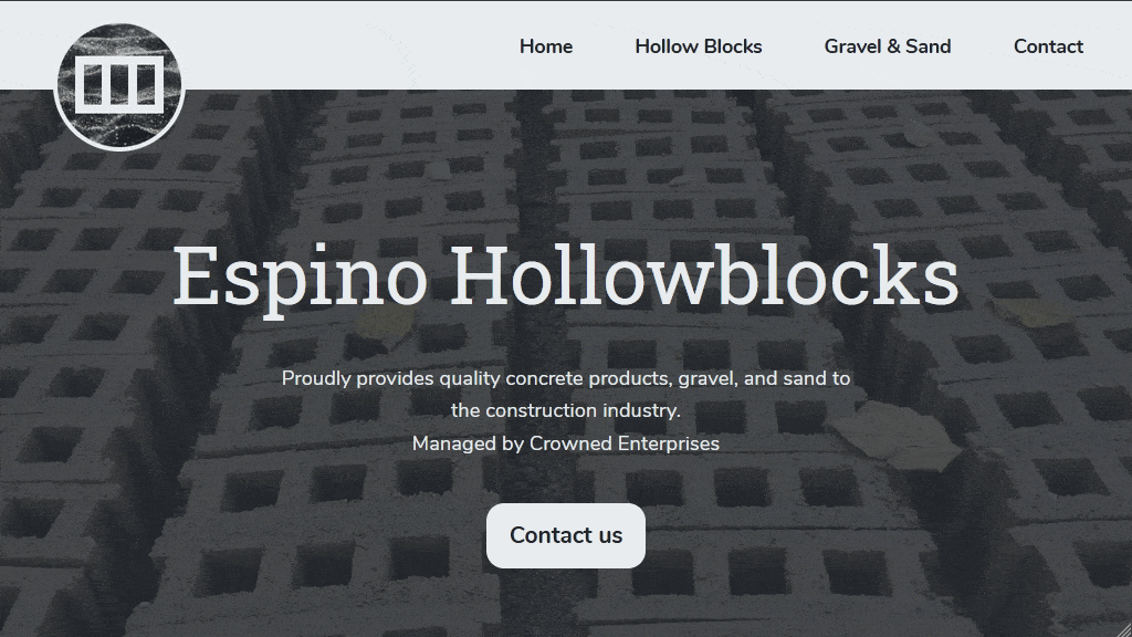 A demo scrolling through the Espino Hollowblocks website, showing its different sections.